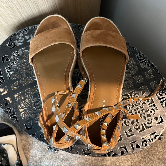 MARC FISHER Brown Suede Studded Platform Espadrilles - Picture 4 of 5